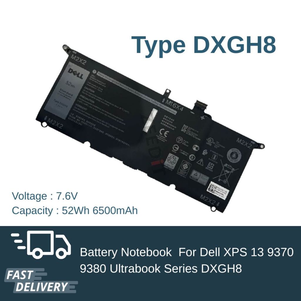 Dell แบตเตอรี่ โน๊ตบุ๊ก Battery Notebook Dell XPS 13 9370 9380 Ultrabook Series DXGH8 เกรด Original