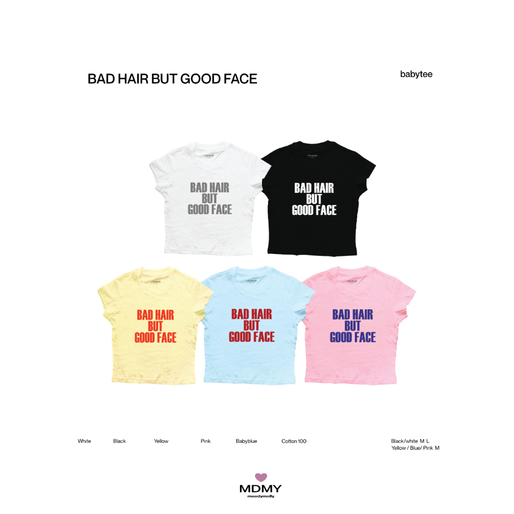 moodymolly เสื้อBabytee เสื้อผู้หญิง รุ่น Bad hair cotton100 สีขาวผ้าไม่บาง