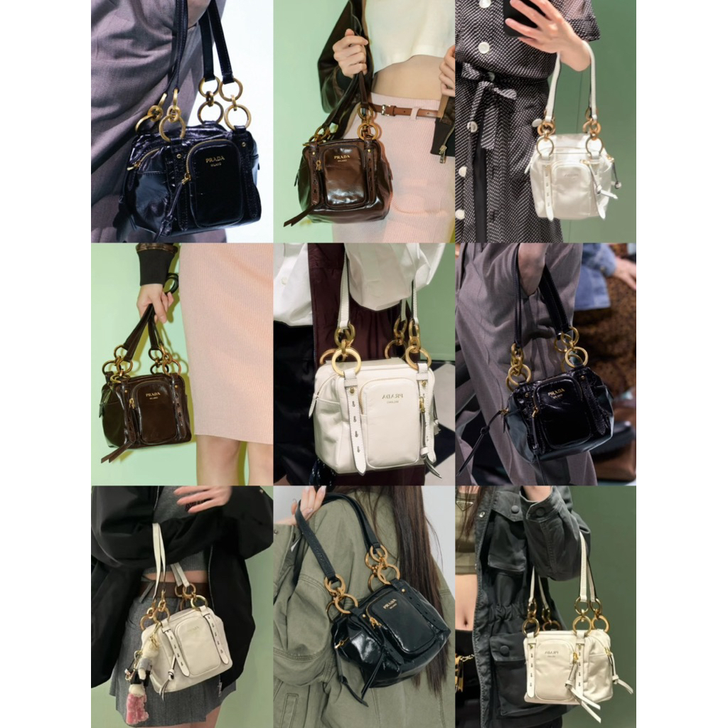 🧡 100% ของแท้ PRDA แบรนด์โลโก้วัวหนังวัสดุ Mini กระเป๋าสะพาย 👜