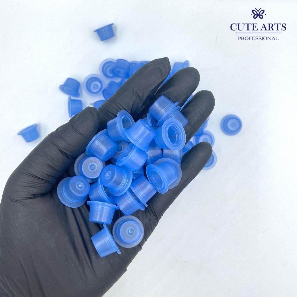 จุกใส่สีสัก สีน้ำเงิน จุกใส่สี หลุมใส่สี แบบนิ่ม ขนาดใหญ่ อุปกรณ์สักคิ้ว อุปกรณ์สัก บรรจุ100ชิ้น - รูปที่ 6