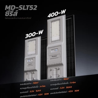 MODI โคมไฟถนนโซล่าเซลล์ 300W 400W แสงขาว ระบบสว่างค้าง เปิดปิดอัตโนมัติ Solar street light IP65