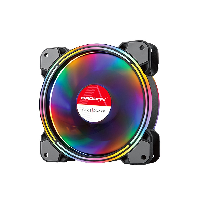GADONX GF-01 พัดลม CPU COOLER RGB 120MM 12V 9 ใบพัด พัดลมเคส พัดลมมีไฟ พัดลมไฟRGB พัดลม120มม