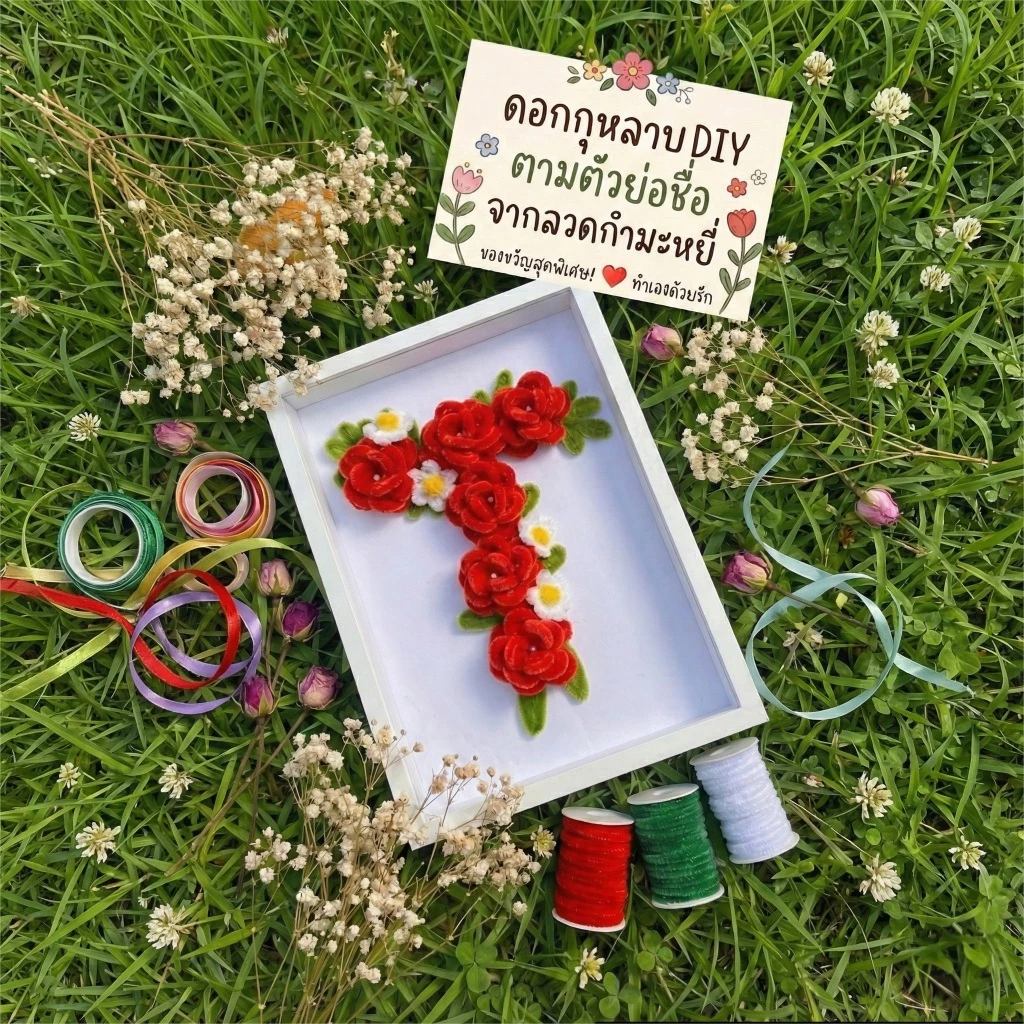 ดอก DIY จากลวดกำมะหยี่ตามชื่อย่อ | ดอกไม้ปลอม ดอกไม้ประดิษฐ์