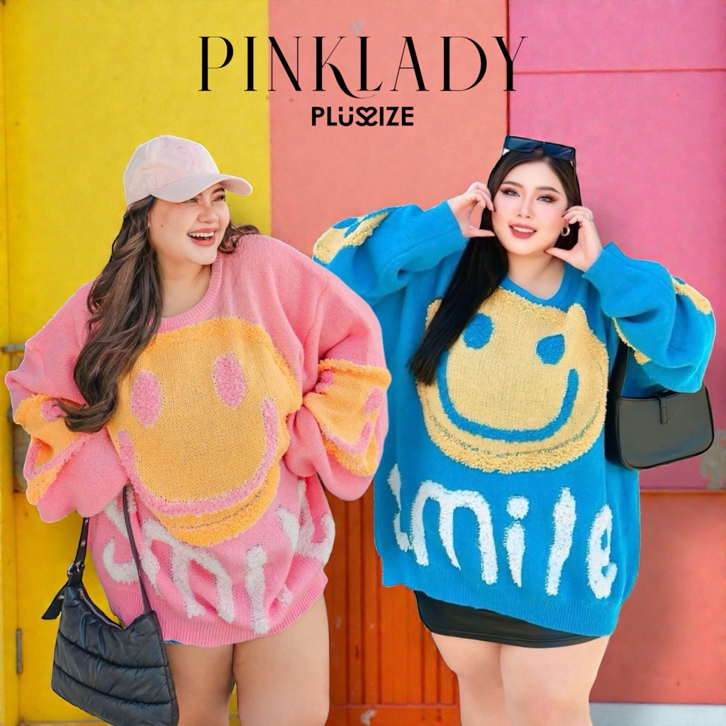 สเวตเตอร์ ไหมพรมแขนยาว ทอลาย อมยิ้ม อกหน้าผ้าก่อนยืด 64 นิ้ว มี5สี (รุ่นนี้แขนยาวมากๆ นะจ๊ะ)