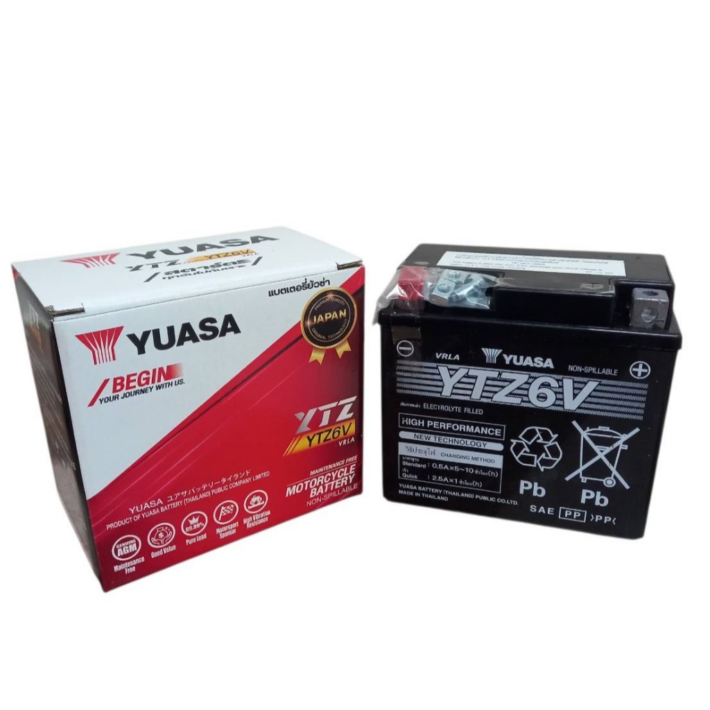 YUASA YTZ6V (12V 5.3Ah) แบตเตอรี่มอเตอร์ไซค์ แบตเตอรี่แห้ง