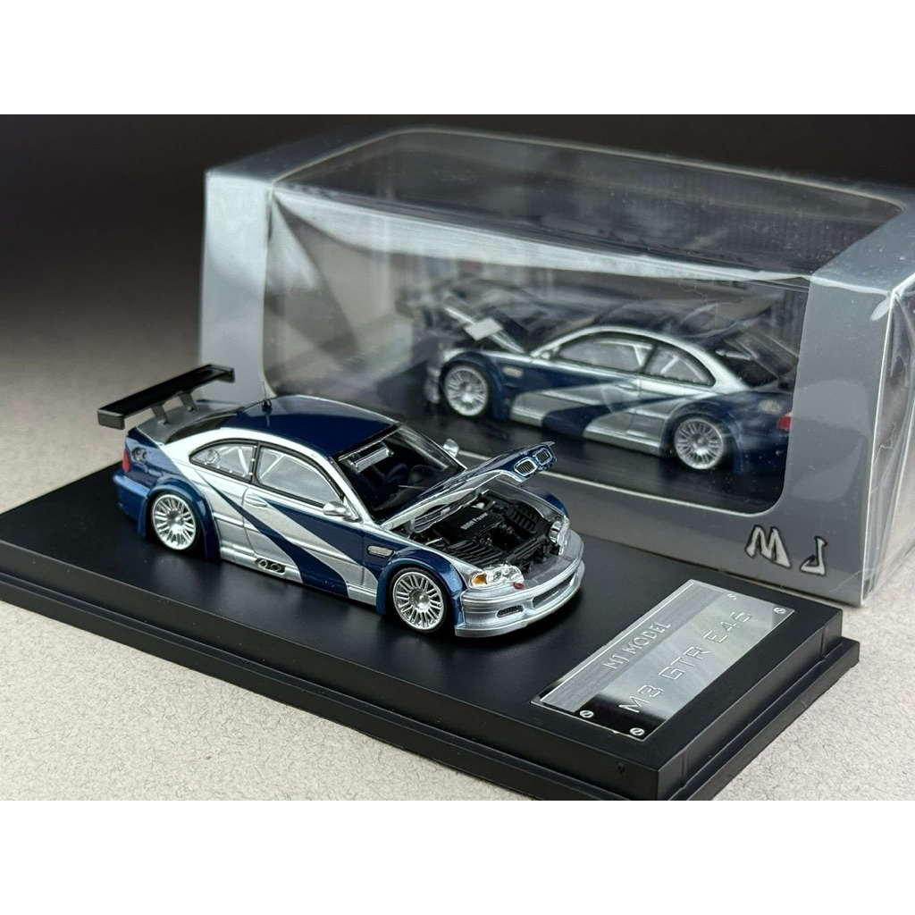 🔹BMW M3 E46 GTR เปิดฝากระโปรงได้ Scale 1:64 ยี่ห้อ MJ Model