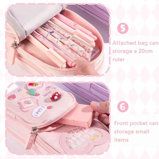 [สินค้าพร้อมส่งในไทย]กระเป๋าดินสอ เหมาะสำหรับเด็กผู้หญิง กล่องใส่ดินสอนักเรียน ทรงกระเป๋าเป้ จุเยอะ