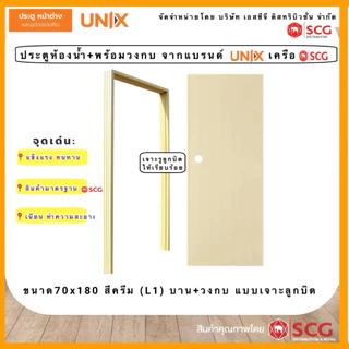 ประตูห้องน้ำPVC(ชุดบาน+ฟรีวงกบ)UNIXจากSCG ห้องน้ำบ้านพักอาศัย รุ่นนิยม ราคาประหยัดประตูห้องน้ำPVCพรีเมียม ชื้นกันปลวก