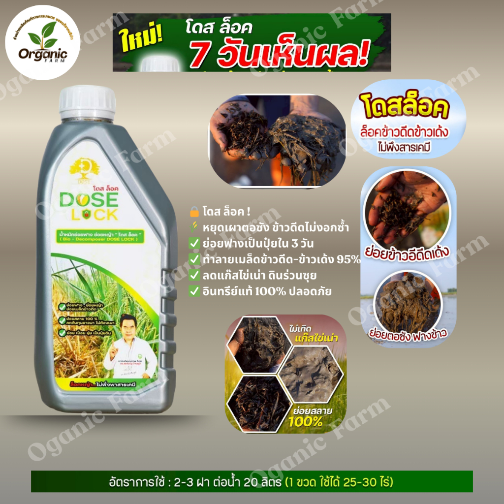 โดส ล็อค DOSE LOCK นวัตกรรมน้ำหมักอินทรีย์แท้ 100% จบปัญหาข้าวดีดในขวดเดียว