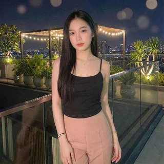 🍒 Ninamee เสื้อสายเดี่ยวครึ่งตัว เสริมบราในตัว ปรับสายได้ มีฟองน้ำ ผ้านุ่มยืดเย็น อก 26–38 นิ้ว ใส่สบาย ทรงสวย #NN02