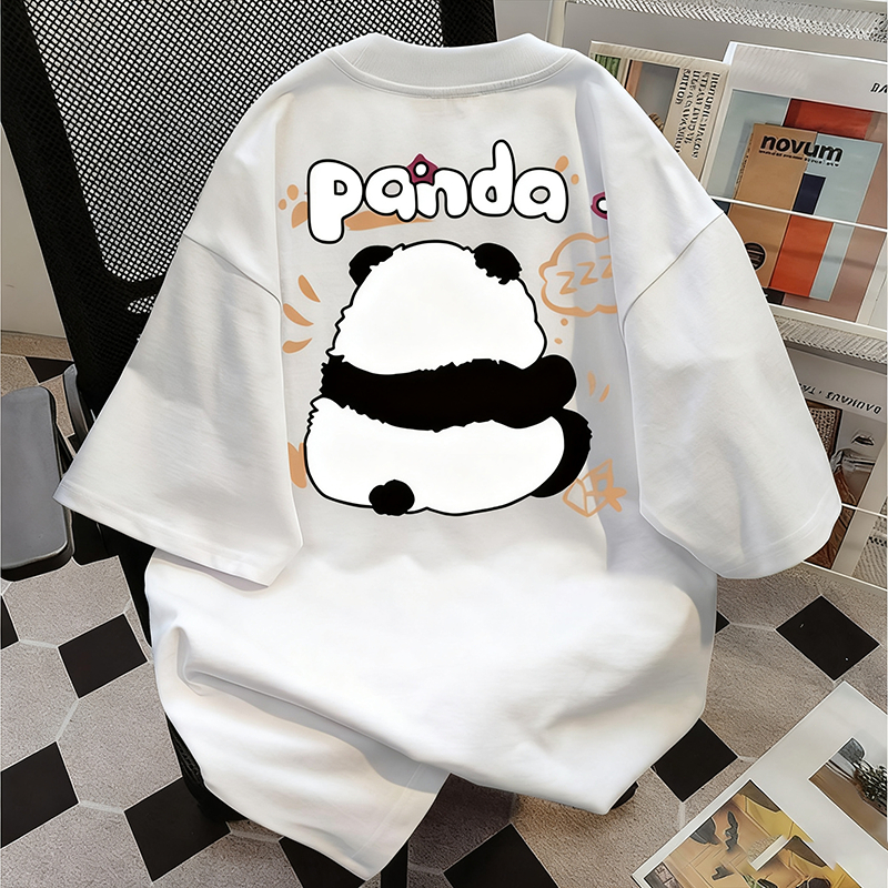 (จัดส่งตลอด 24 ชั่วโมง)แขนสั้น พิมพ์ลายหมีแพนด้า unisex หลวมคอกลม เหมาะกับหน้าร้อน 11.30 - รูปที่ 2