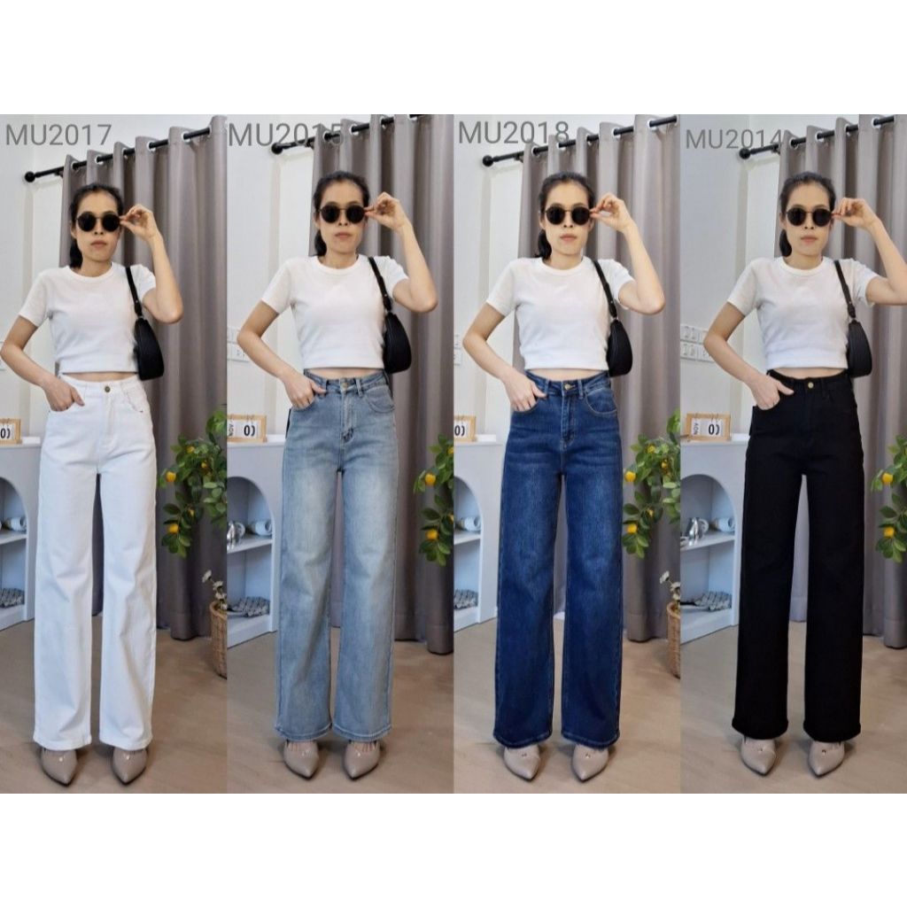 MU2014/2015/2017/2018 กางเกงยีนส์กระบอกกลางค่อนใหญ่ ผ้าหนานุ่มยืด MISS YOU STUDIO