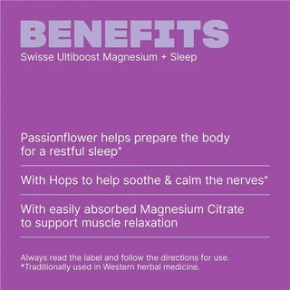 Swisse Ultiboost Magnesium + Sleep 120 Tablets แมกนีเซียมช่วยการนอนหลับ ลดการนอนหลับไม่สนิท