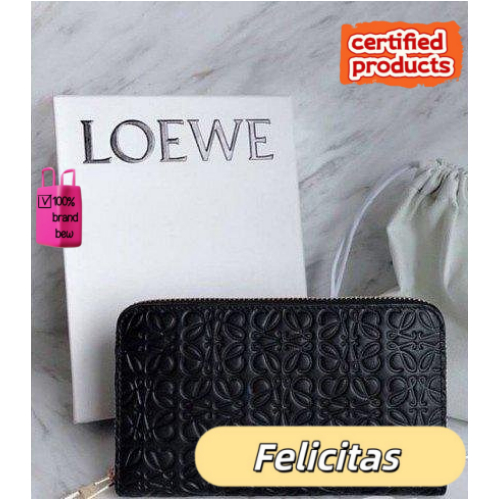 กระเป๋าสตางค์ LOEWE Repeat หนังลูกวัวลายสลัก มีซิป ขนาดกลาง