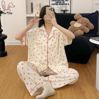 MeTooชุดนอนแขนสั้น-ขายาว ชุดนอนผู้หญิง ลายการ์ตูนน่ารัก ชุดนอนผ้าไหมญี่ปุ่น ผ้านุ่ม ใส่สบายไม่ร้อน ไซส์ใหญ่