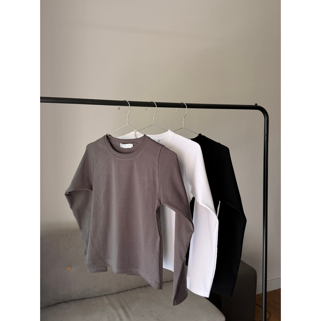 V15-เสื้อยืดเบสิคคอกลม แขนยาว