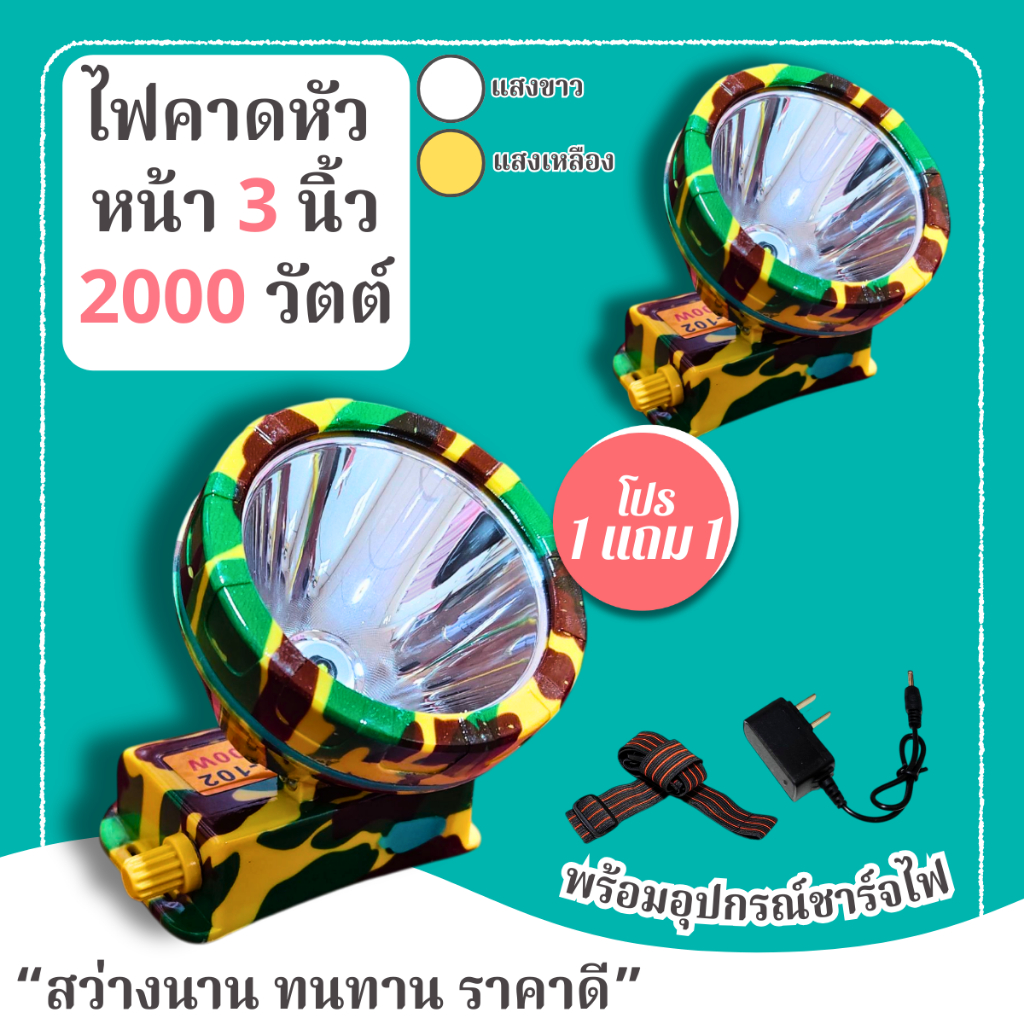 โปร!! 1 แถม 1 ไฟฉายคาดหัว LED หน้าจอ 3 นิ้ว แบบหรี่ ไฟคาดหน้าผากแบบชาร์จไฟได้ ไฟคาดหน้าผาก ไฟฉายคาดหัวแท้ ไฟคาดศ
