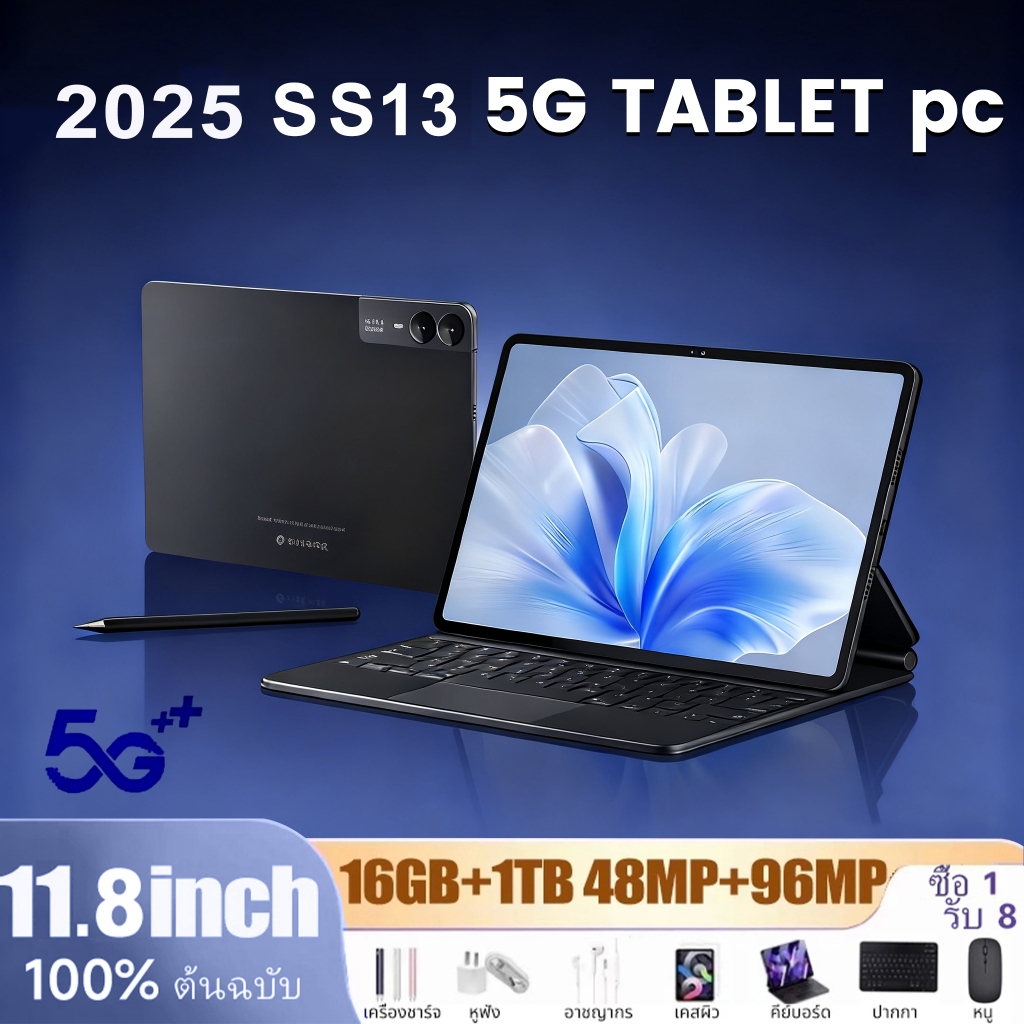 🔥ซื้อ1 แถม 10🔥S13 12.5นิ้ว แท็บเล็ตดั้งเดิม 5G Tablet PC 16GB + 1TB ROM Dual SIM WiFi for work games