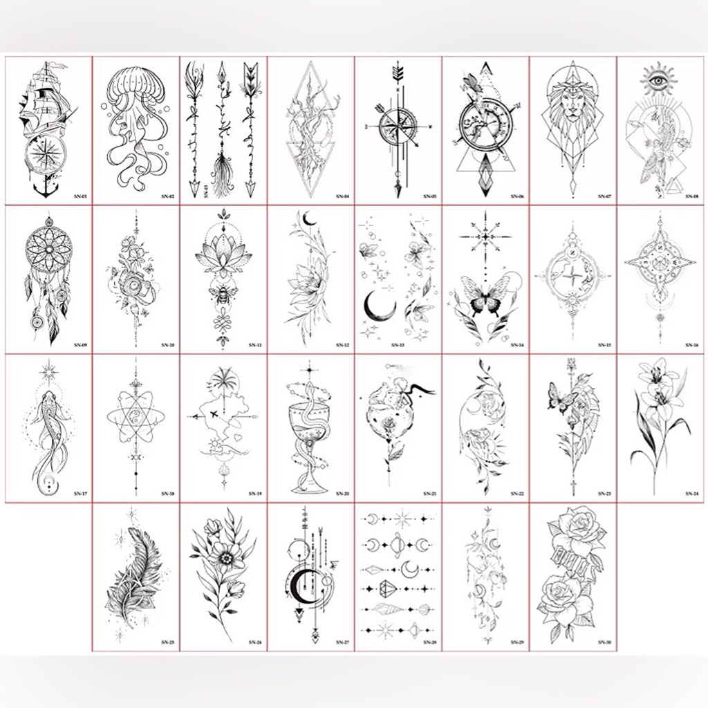 ⚓️ แทททู SN/SG ดอกไม้ กระพรุน สิงโต 6x10cm. พร้อมส่งใน🇹🇭