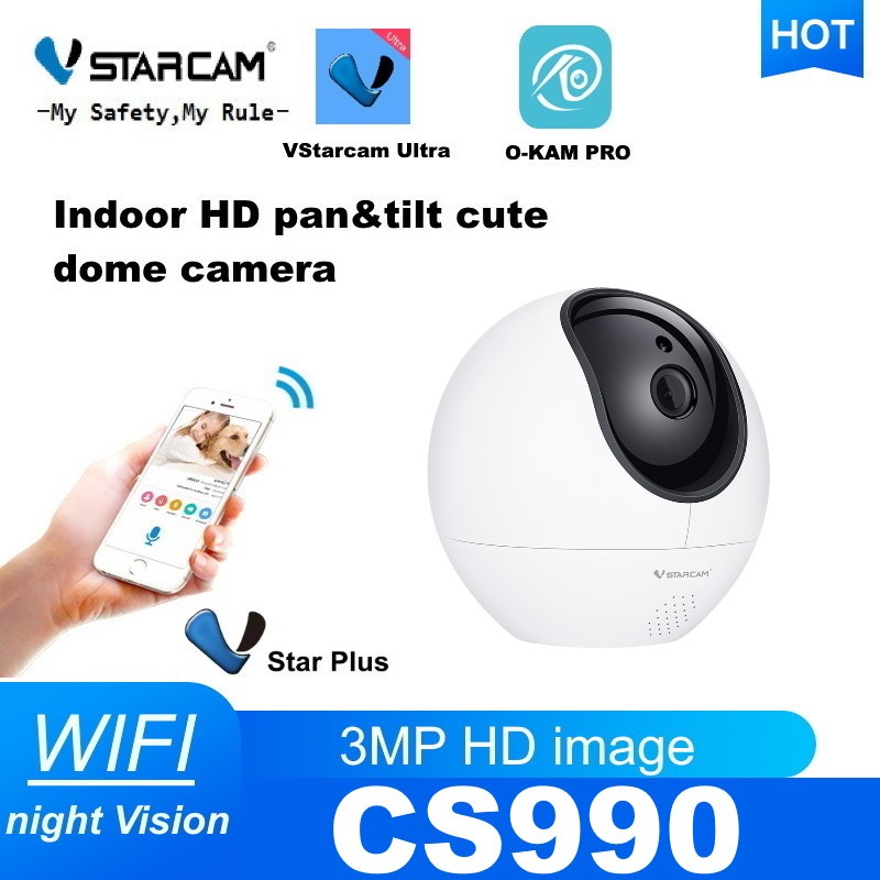 Vstarcam CS990 กล้องวงจรปิดไร้สาย ความละเอียด 3 ล้านพิกเซล (1296P) Indoor มีระบบ AI+ คนตรวจจับสัญญาณ