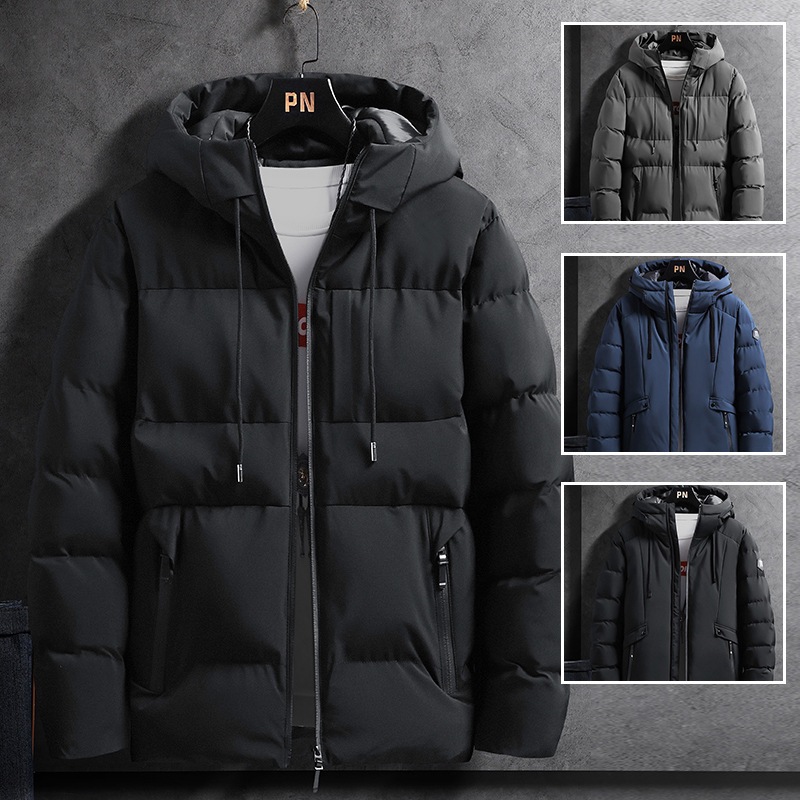 Winter Jackets ฤดูหนาวผู้ชายหนาขนแกะเรียงรายผ้าฝ้าย เสื้อโค้ทหนา ๆ เสื้อกันหนาวขนเป็ดให้ความอบอุ่น