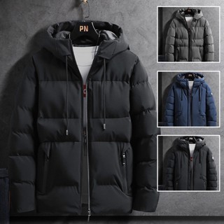 Winter Jackets ฤดูหนาวผู้ชายหนาขนแกะเรียงรายผ้าฝ้าย เสื้อโค้…