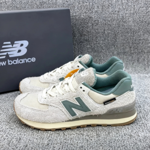 New Balance NB 574 Low cut Leisure City Commuting Running Shoes in White and Green