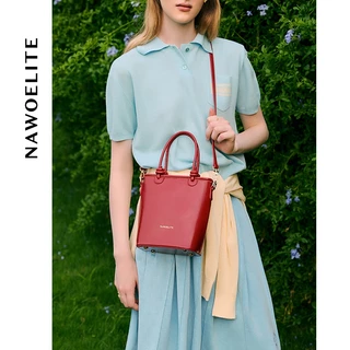 NAWOELITE Mini Bag กระเป๋าถือสะพายข้างหนังแท้ PU สไตล์ย้อนยุคสีน้ำตาลสำหรับฤดูร้อน/Crossbody Bags/กระเป๋า