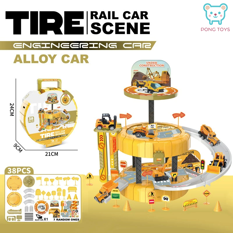 🚚🚚ชุดรางรถยนต์ รางรถบ้านของเล่น ลานจอดรถ รถก่อสร้างโลหะผสม ของเล่น