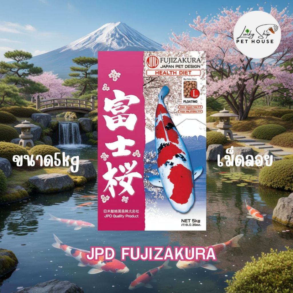 (ขนาด5kg l เม็ดลอย) JPD FUJIZAKURA อาหารปลาคาร์ฟ