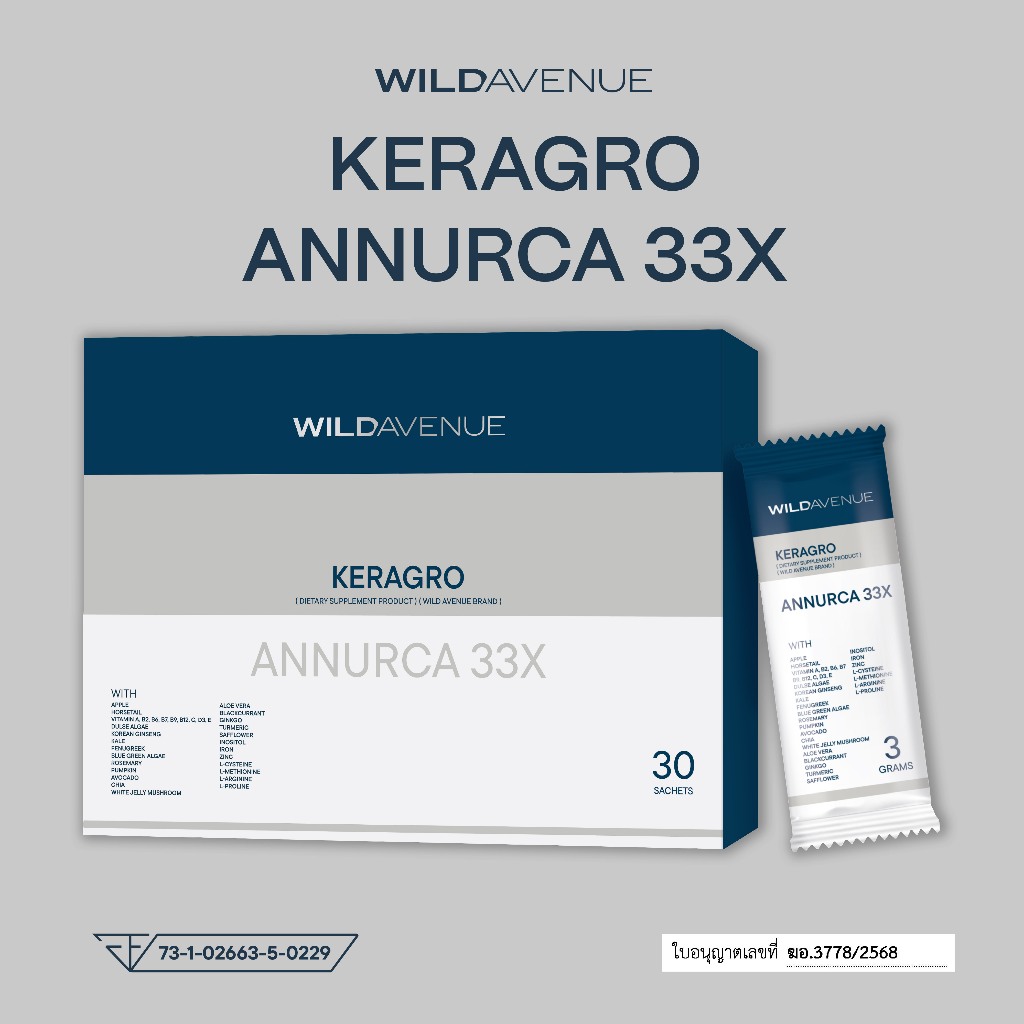 KERAGRO Annurca 33X (Dietary Supplement Product) (Wild Avenue Brand) วิตามินบำรุงผม เคราโกร แอนเนอร์