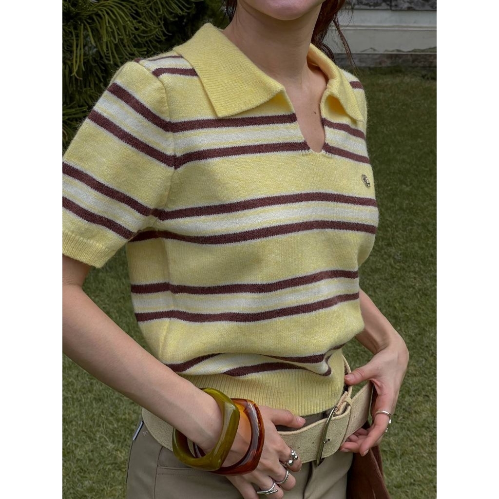 Glamclothes YUHU POLO KNIT เสื้อโปโลไหมพรมลายสีกรี๊ดมากกก เนื้อผ้านุ่ม ใส่สบาย - รูปที่ 6