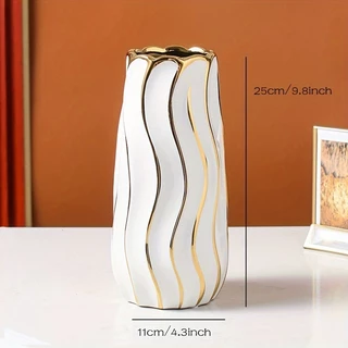แจกันเซรามิกสีทองไฟฟ้า vase จำนวนจำกัด! ✓ ลวดลายหรู สำหรับตกแต่งบ้านและของขวัญ/ของขวัญปีใหม่ ✓ ขนาด 20-25 ซม. ✓ ของแท้1