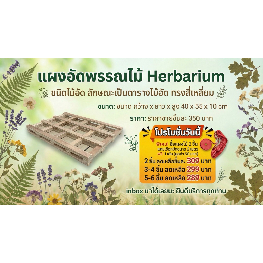 แผงอัดพรรณไม้ Herbarium (ขายเป็นชิ้น) รับ 2 ชิ้น แถมฟรีเชือกมัด แข็งแรงทนทาน คุณภาพดี มีสินค้าพร้อมส่ง