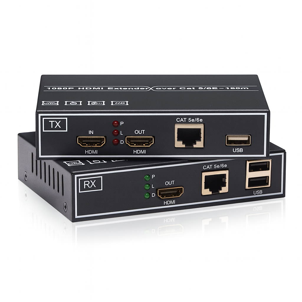 HDMI P2P Extender 150 เมตร ผ่านสาย LAN พร้อม Loop Out + USB KVM