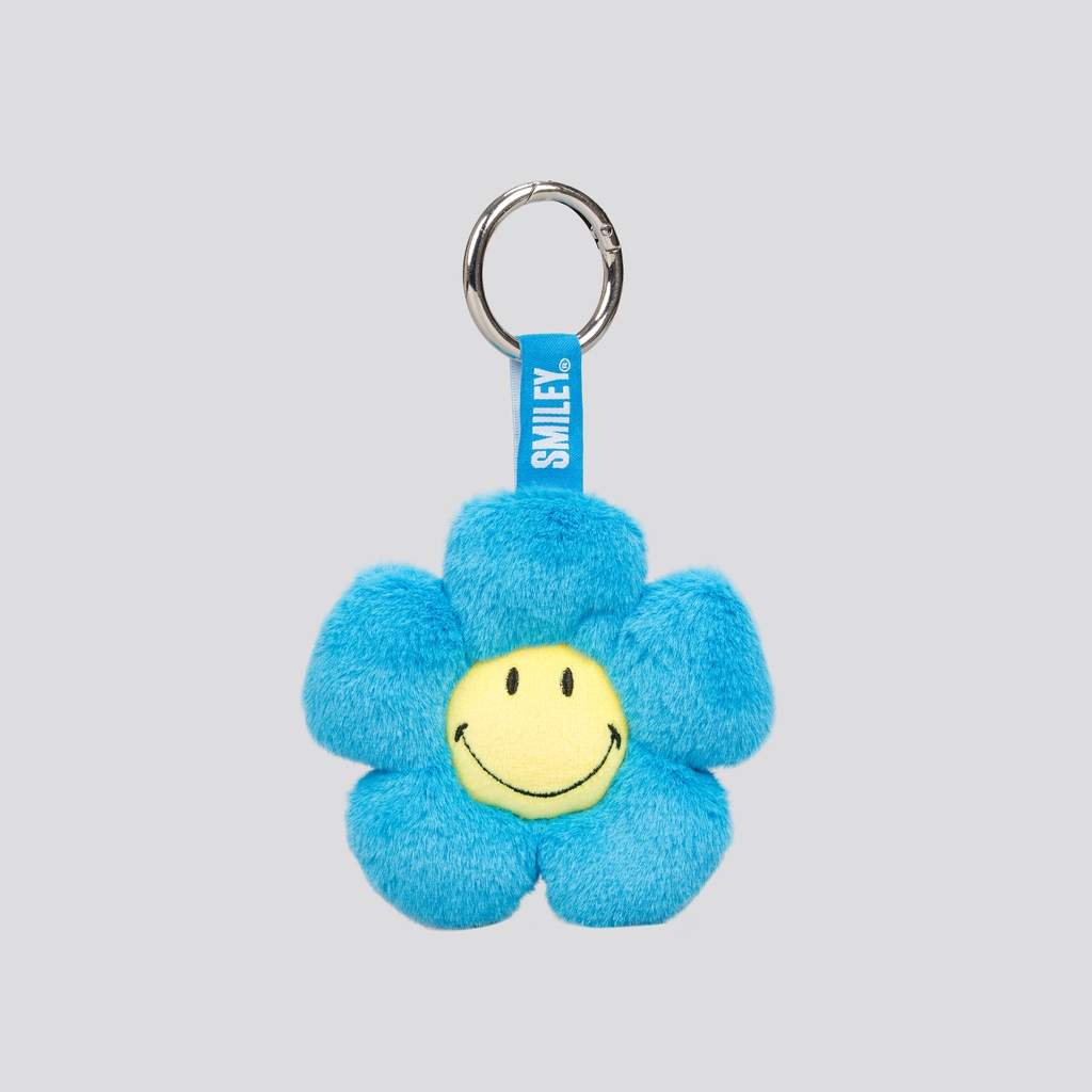 SMILEY® FLUFFY SAPPHIRE BLUE DAISY KEYRING