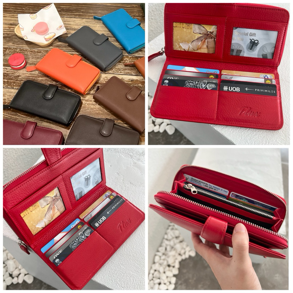 TLux item 77 หนังวัวชามัวร์พ่น กระเป๋าสตางค์หนังแท้ใบยาว หนังวัวแท้ กระเป๋าสตางค์ซิปรอบ ใส่บัตรได้เยอะ ใส่แบงค์ได้มาก - รูปที่ 4