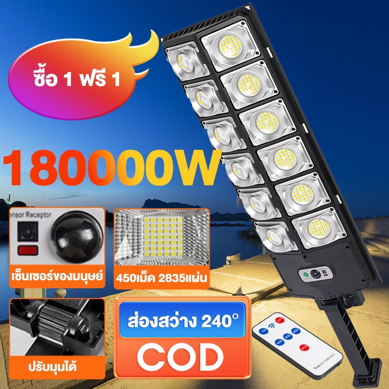 【พร้อมส่ง】ไฟถนน โซล่าเซลล์ ไฟโซล่าเซลล์Solar Light 150000W พลังงานแสงอาทิตย์ รีโมทคอนโทรล