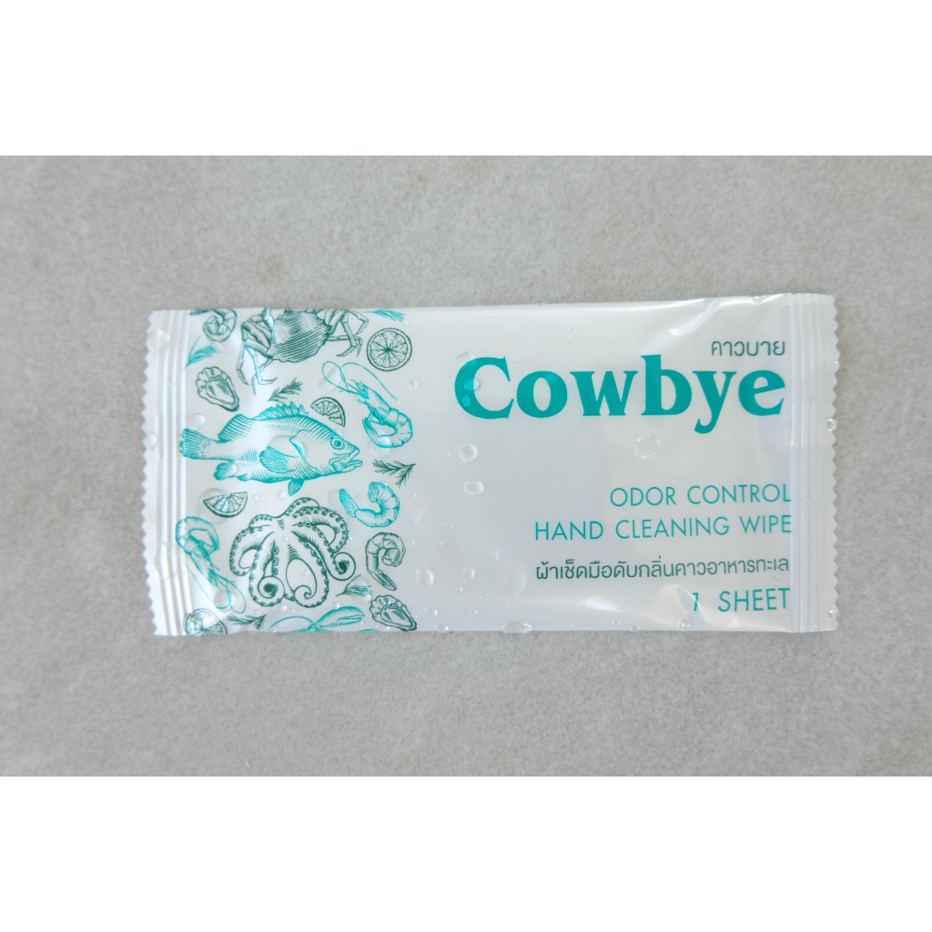 Cowbye ผ้าเปียกเช็ดมือดับกลิ่นคาวอาหารทะเล