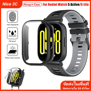 เคสพีซีแข็ง + สายซิลิโคนสำหรับ Redmi Watch 5 Active 5 Lite เคสป้องกันแบบครอบเต็มสำหรับ Redmi Watch 3 Active Lite