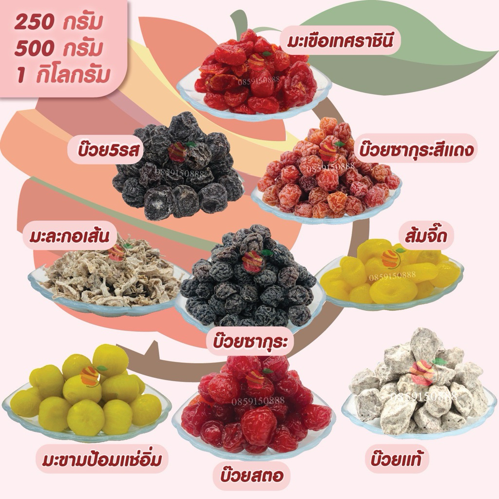 รวมสินค้าบ๊วย ขายดี ตราFruitasy ขนาด 1 กิโลกรัม  9 แบบ