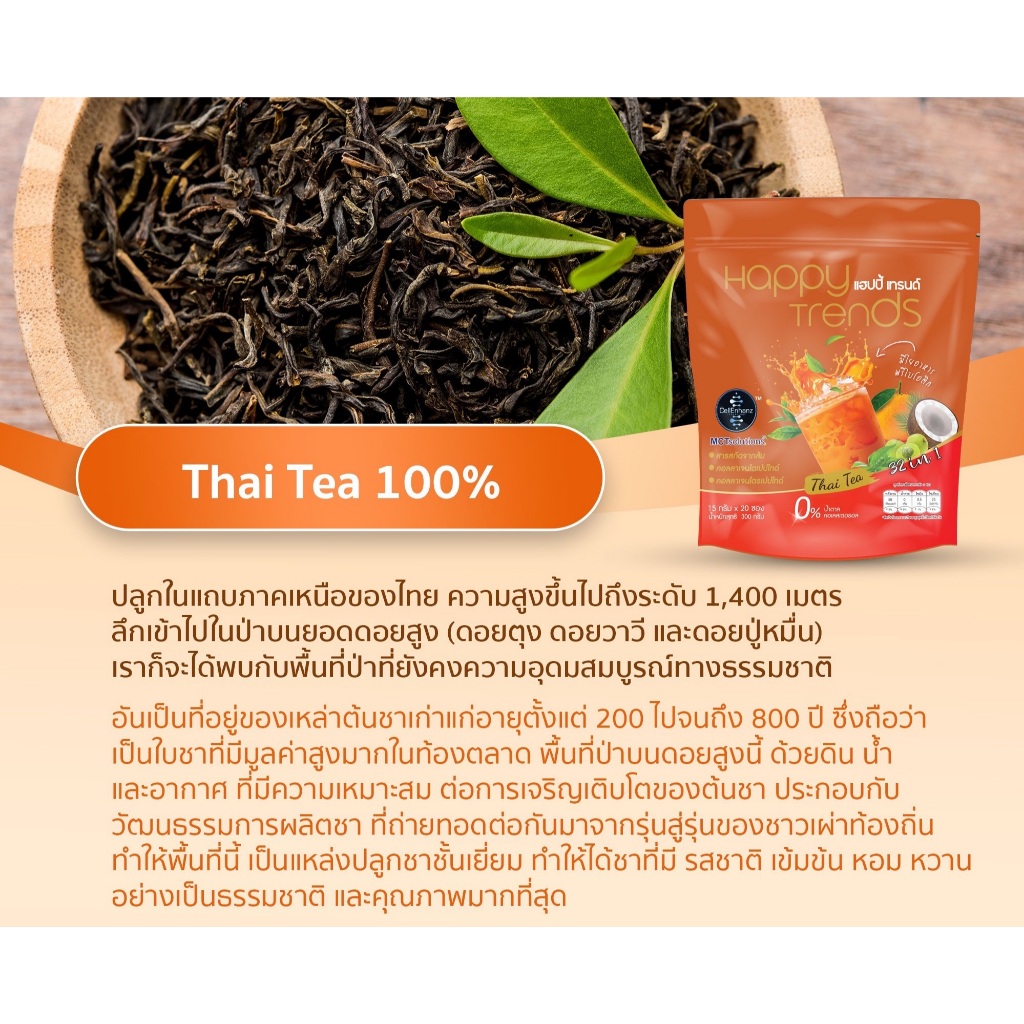 5 ถุง (ถุงละ 20 ซอง) แฮปปี้ เทรนด์ ชาไทยปรุงสำเร็จ ผสมคอลลาเจน 32in1 Happy Trends Thai Tea - รูปที่ 6