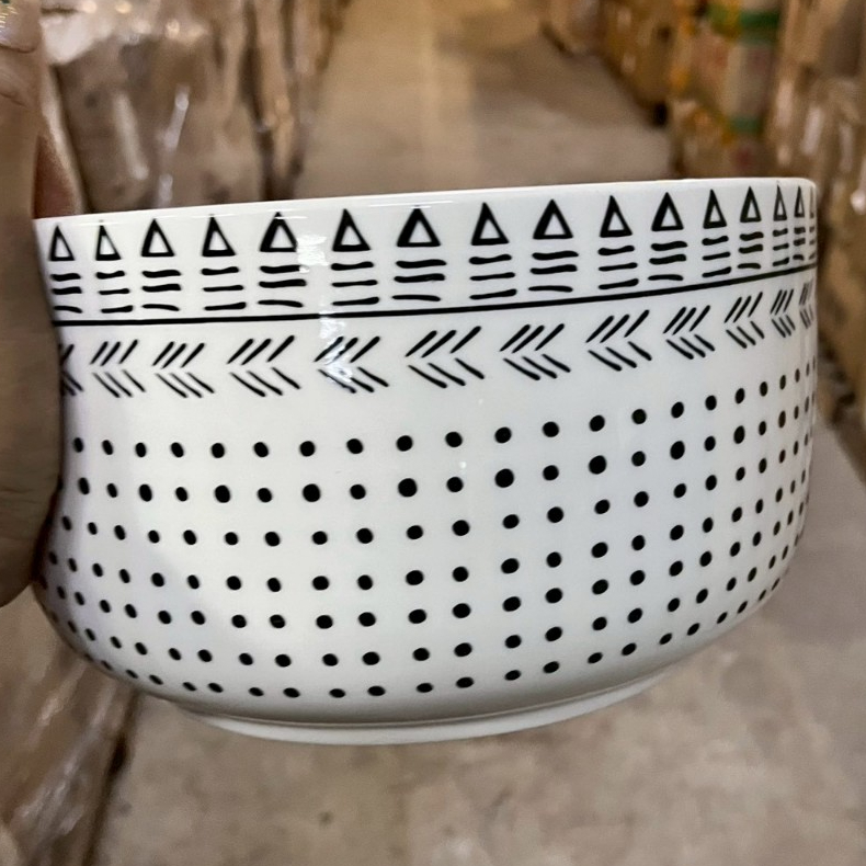 ถ้วย ชาม ถ้วยใส่แกง ถ้วยใส่มาม่า ถ้วยลายจุด ขนาด 8.5 นิ้ว ถ้วยเซรามิก ชามราคาถูก ถ้วยยกโหล ถ้วยราคาถูก