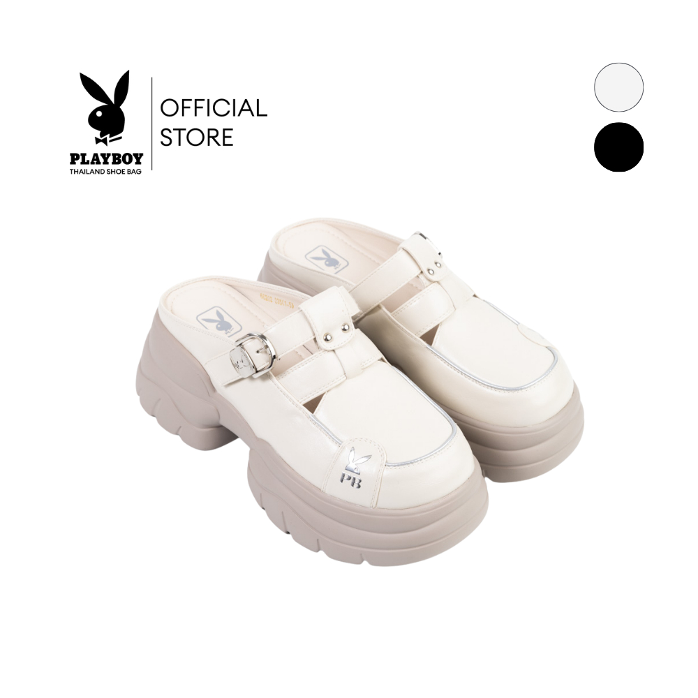 Playboy รุ่น Fico Bunny Clogs รองเท้าทรงคล็อก รหัส ST-H254C1236 มี 2 สี Classic Black/Pearl White