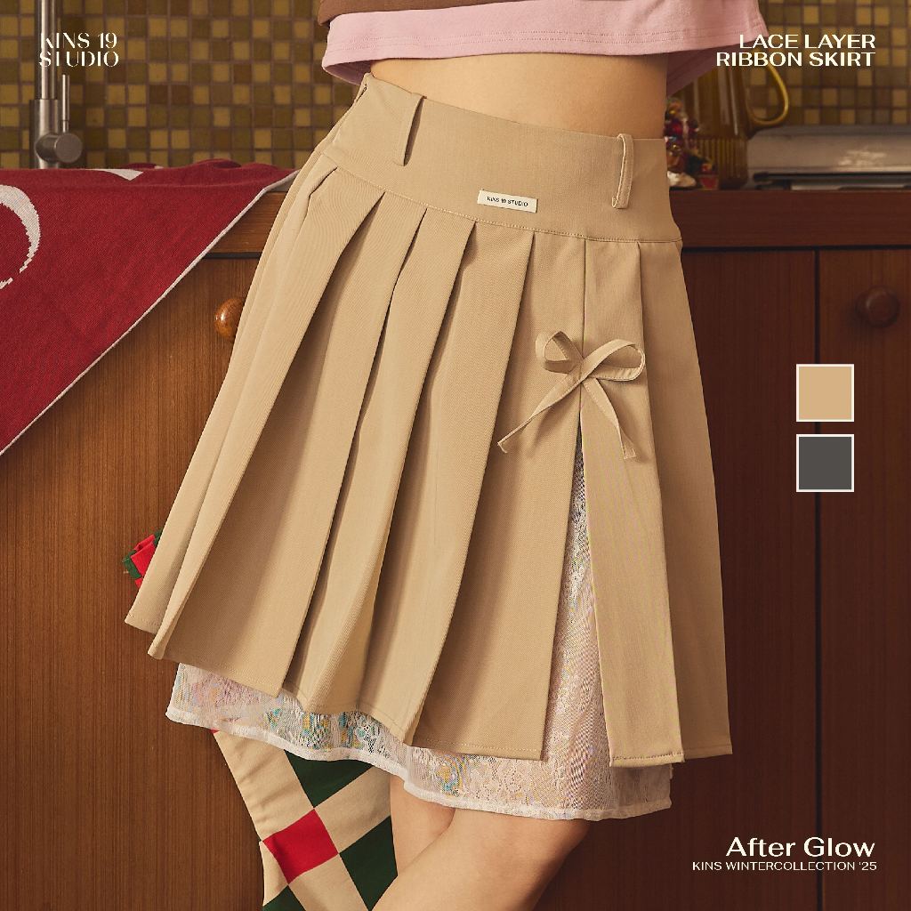 KINS 19 STUDIO | KINS Lace Layer Ribbon Skirt กระโปรงผู้หญิงคินส์ [K018]