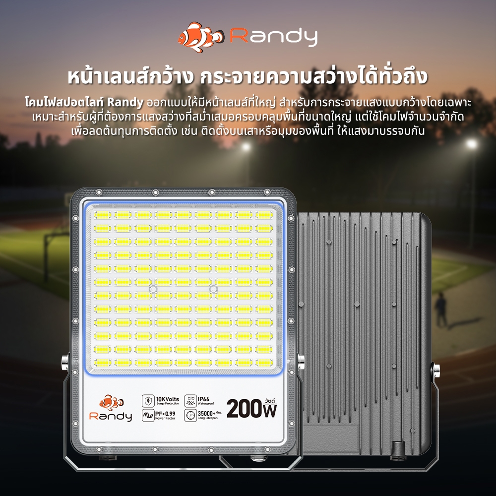 [3FREE1]RANDY Slim ไฟสปอตไลท์ 220V รุ่นท็อป ซูเปอร์ไบร์ท ป้องกันไฟกระชาก6KV&10KV IP66 ประกัน3ปี - รูปที่ 3