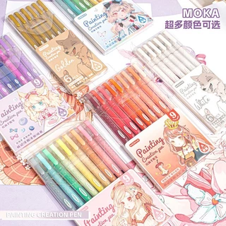 ปากกาเจลสีวาดภาพ มีหลากหลายโทนสี ตกแต่ง อุปกรณ์การเรียน 1กล่อง9แท่ง