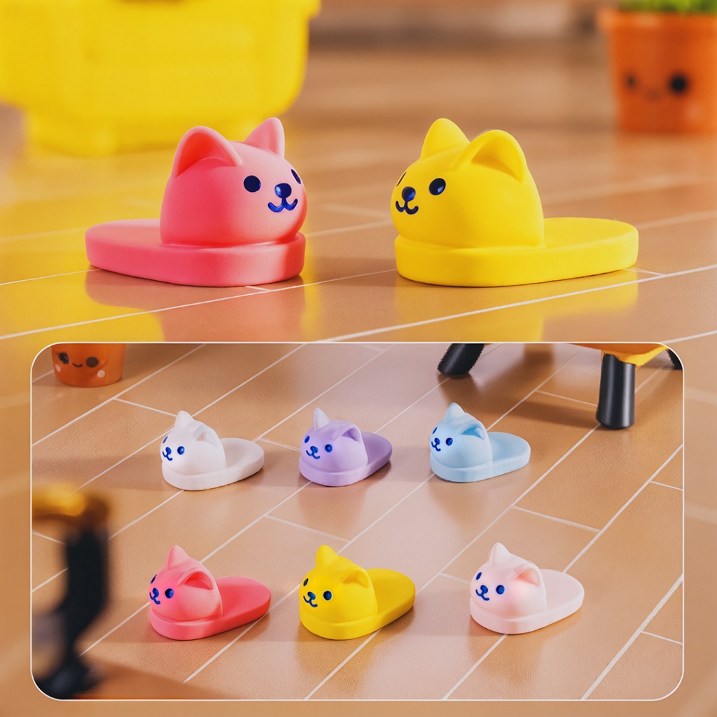 ่j613รองเท้าแตะหูแมวการ์ตูนจิ๋วจำลองแพ็คละ 12 ชิ้น(6คู่)