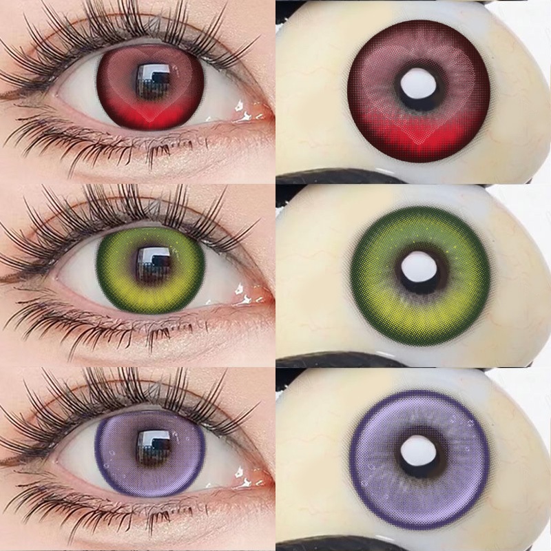 คอนแทคเลนส์สี คอนแทคเลนส์ชุดฮาโลวีน แต่งตาสีม่วง/แดง/น้ำเงิน