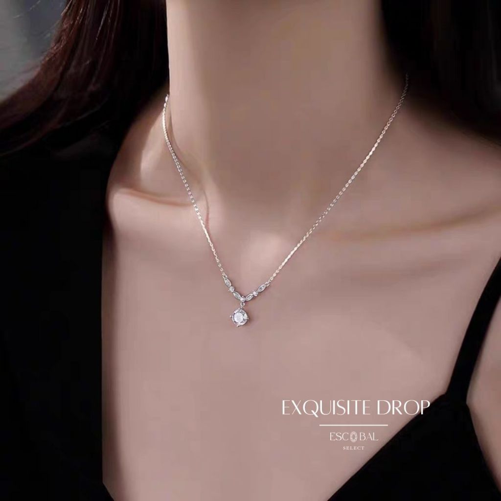 ESCOBAL สร้อยเพชร Exquisite Drop สร้อยคอเงินแท้ สร้อยคอแฟชั่น สร้อยคอเงิน สร้อยคอตอนเย็น วาเลนไทน์